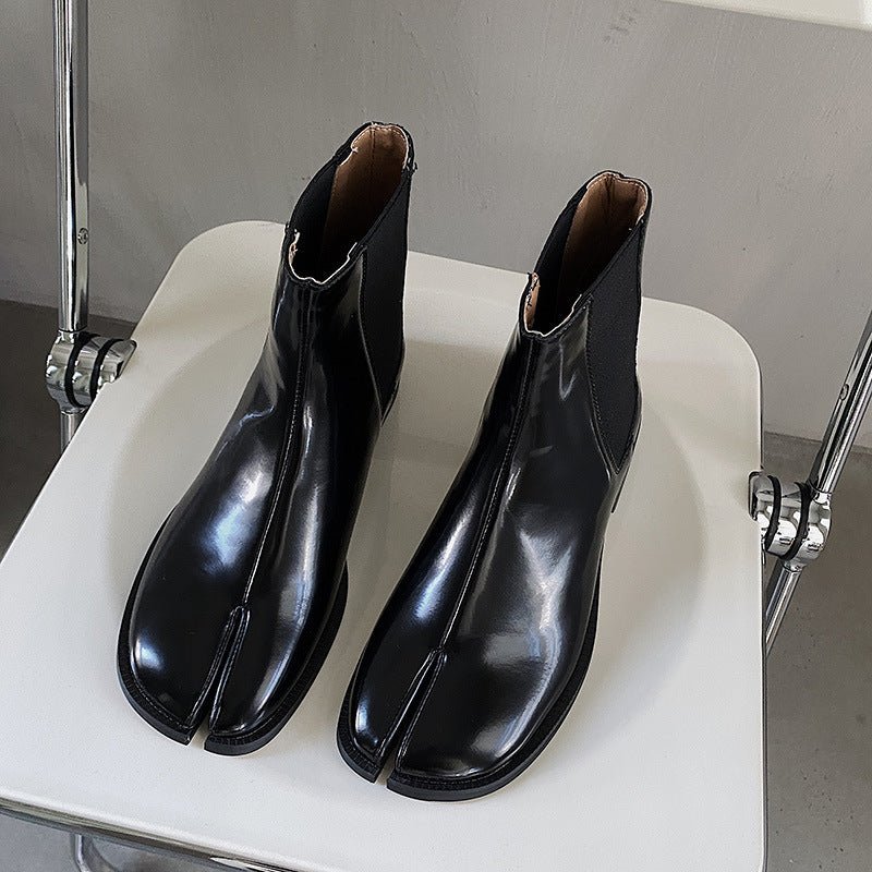 Men's And Women's Shiny Patent Leather Split Toe Shoes - CasualFlowshop