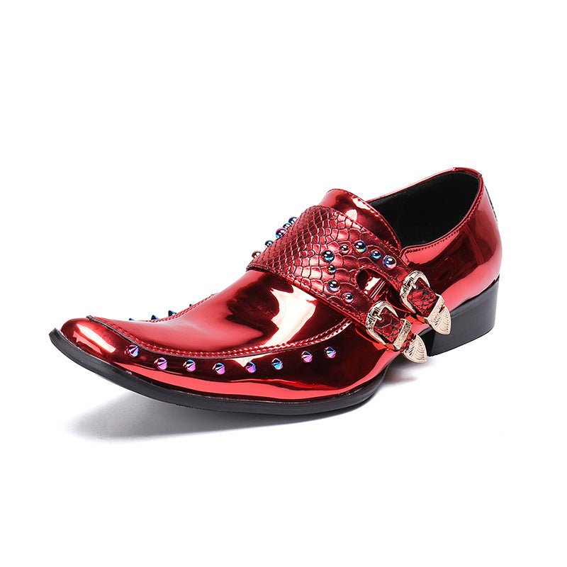Men’s Wine Red Patent Leather Shoes – Statement Style