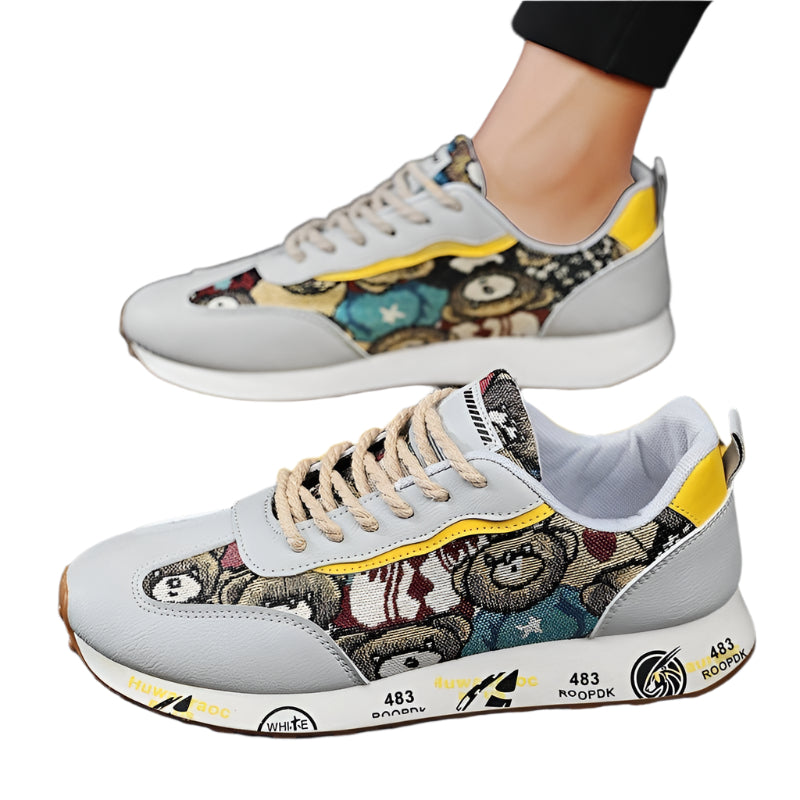 Men's Summer Breathable Sneakers with Bear Design - CasualFlowshop