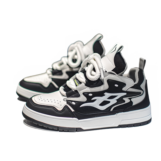 Men’s retro chunky low-top sneakers in black and white street style