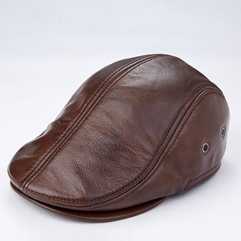 Men's Leather Beret Cap β Genuine First Layer Leather, Sizes L - 2XL - CasualFlowshop
