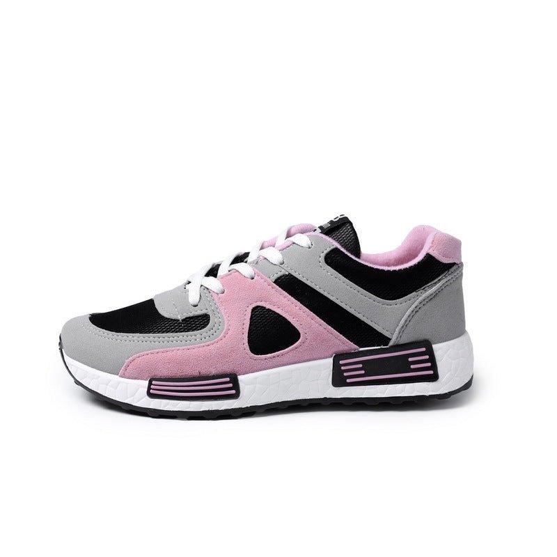 Women's Korean-style flat shoes with color-matching details and sponge cake sole – available in black and pink