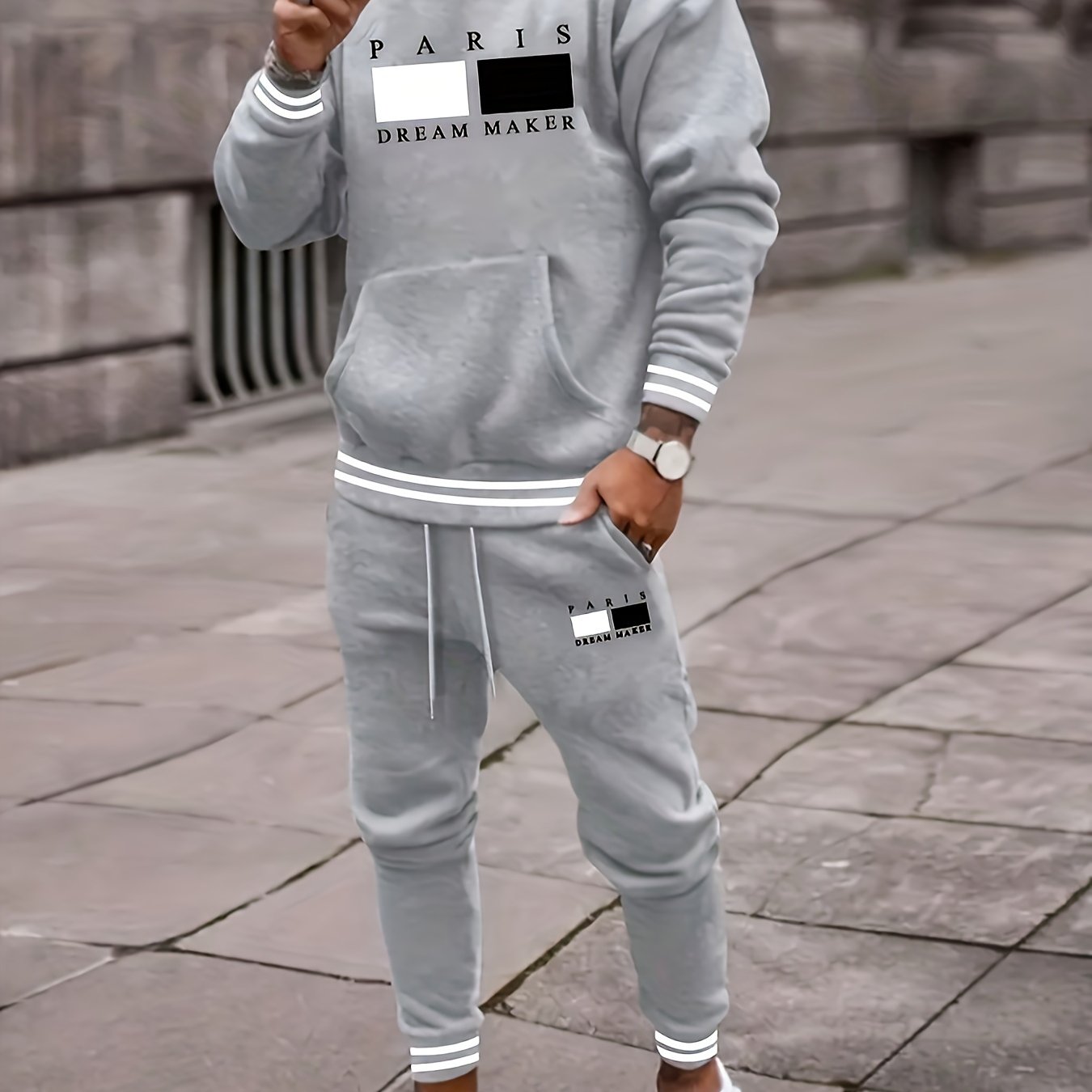 Stylish Parisian Chic Hoodie & Joggers Set - CasualFlowshop