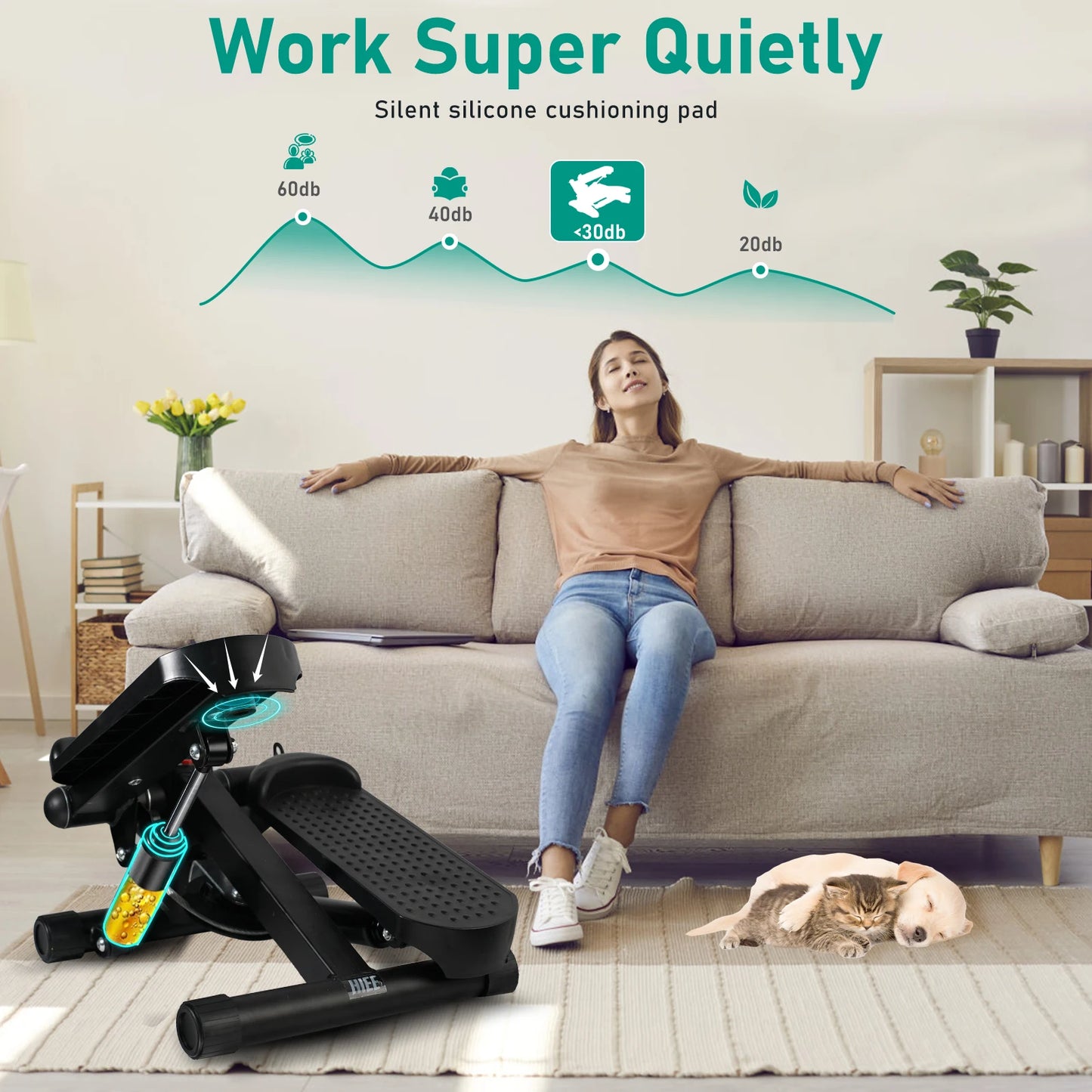 Mini Stair Stepper with LCD & Resistance Bands - CasualFlowshop