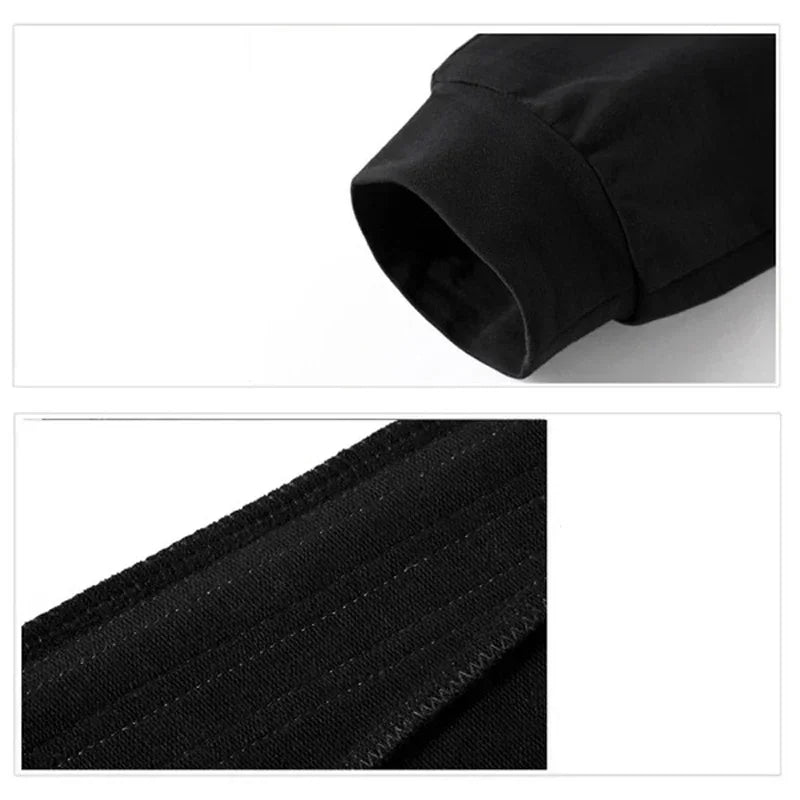 Close-up of black fabric with a focus on texture and stitching detail.