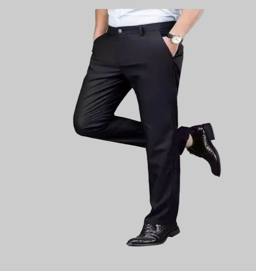 Men’s Black Stretch Casual Pants – Tailored Comfort for Everyday Style - CasualFlowshop