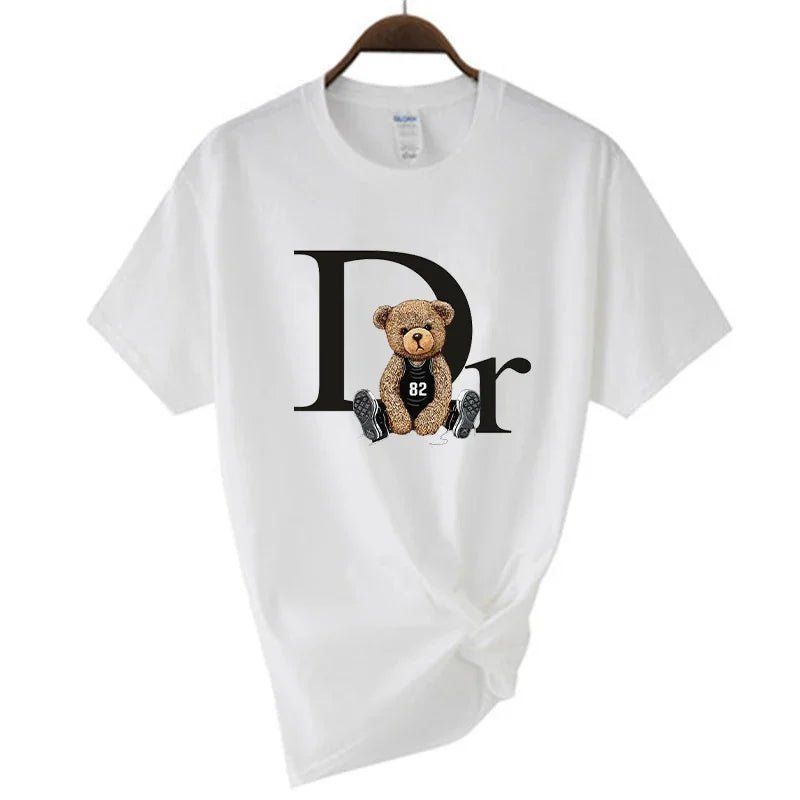 Luxury Bear Print Graphic T-shirt – Women’s Summer Fashion - CasualFlowshop