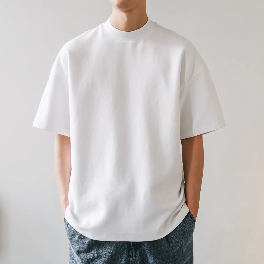 Heavyweight Cotton Tee for Men – Solid Color 350gsm T-Shirt - CasualFlowshop