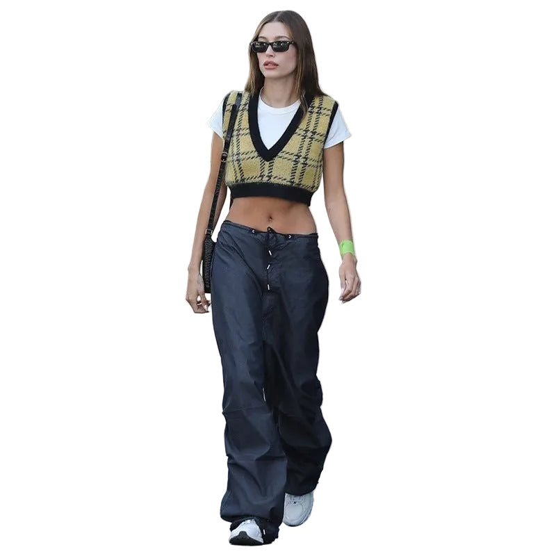 Women Vintage Street Cargo Jeans Casual Wide Leg Pants - CasualFlowshop