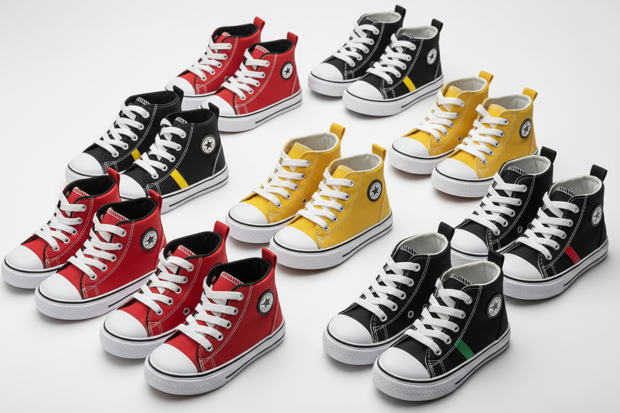 Kids' colorful high-top sneakers – Velcro closure, durable and comfortable for school and play