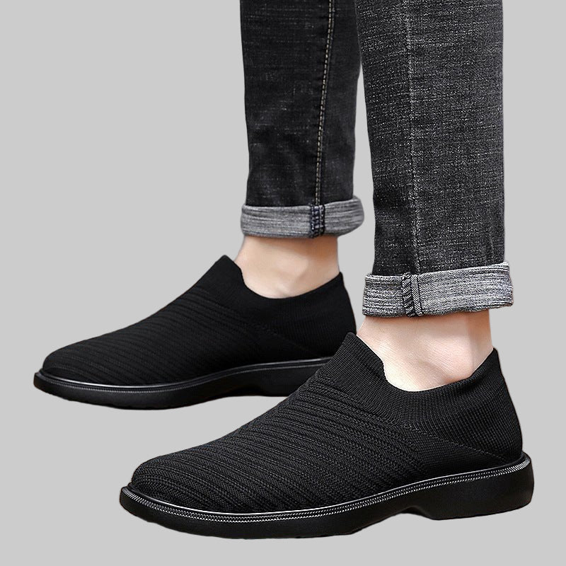 Men’s Black Mesh Slip - On Shoes – Breathable & Casual - CasualFlowshop