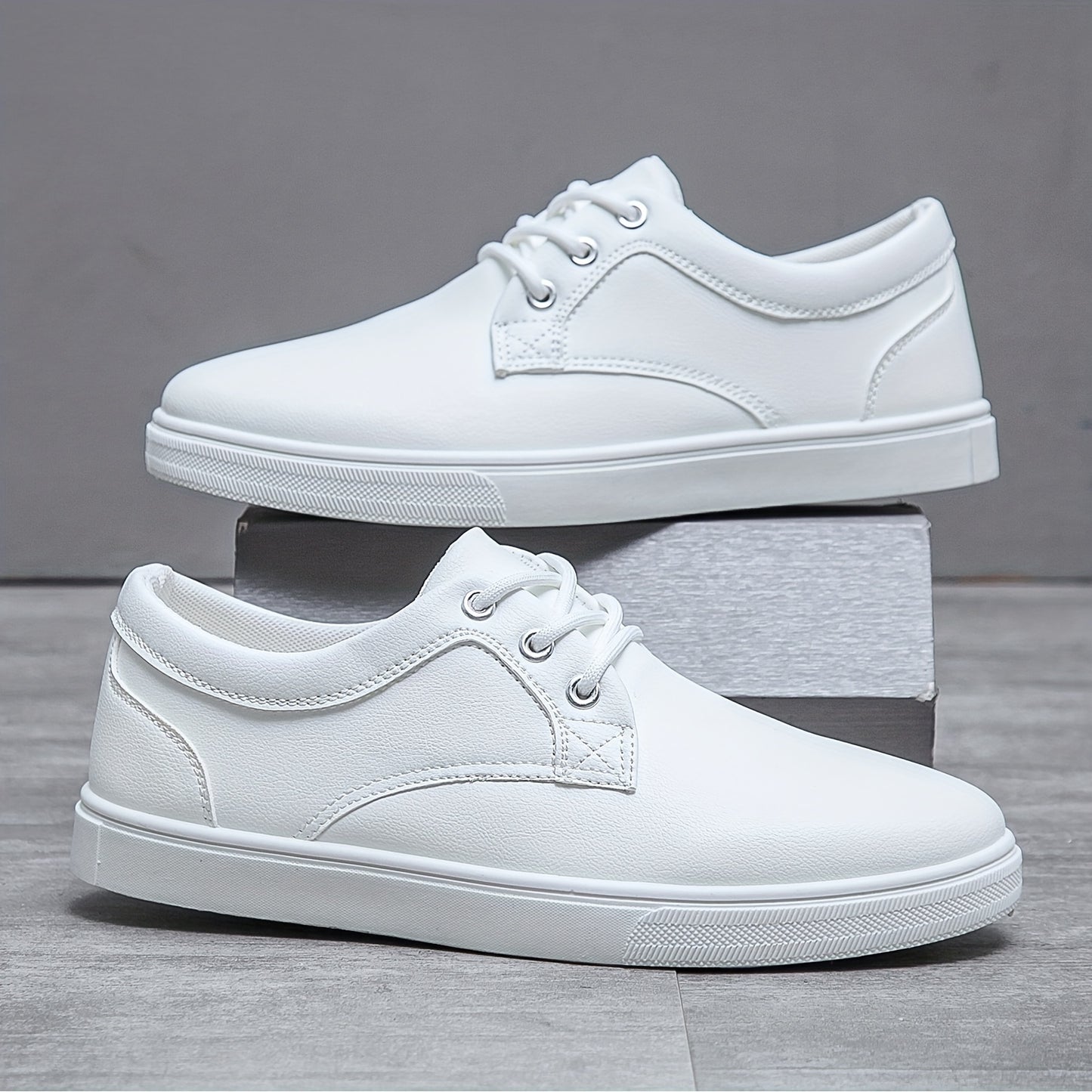 Men's PU Leather Skate Shoes with Cushioned Insole and Grippy PVC Outsole - CasualFlowshop