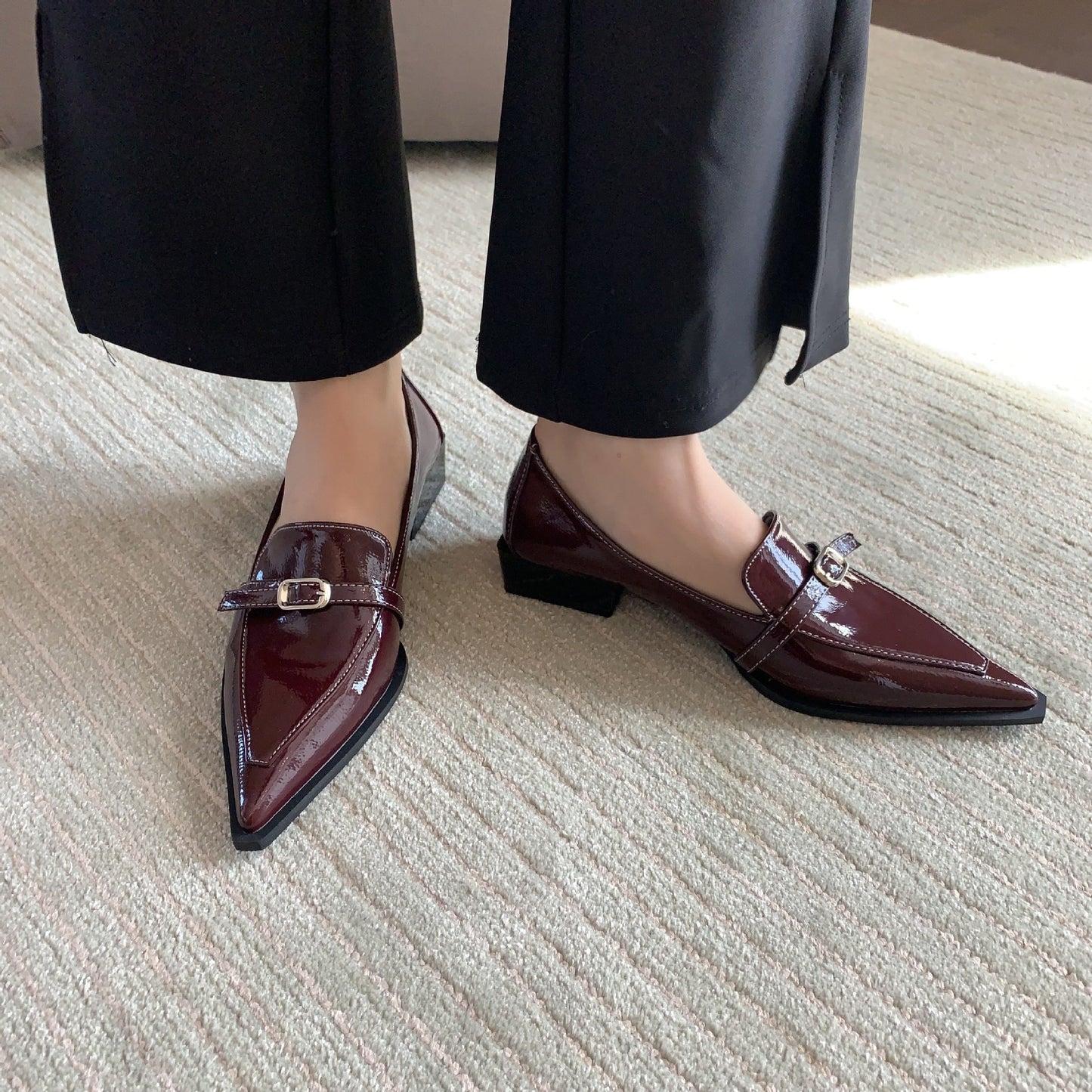 Chunky Heel Pointed Shoes - Stylish Comfort for Every Step - CasualFlowshop