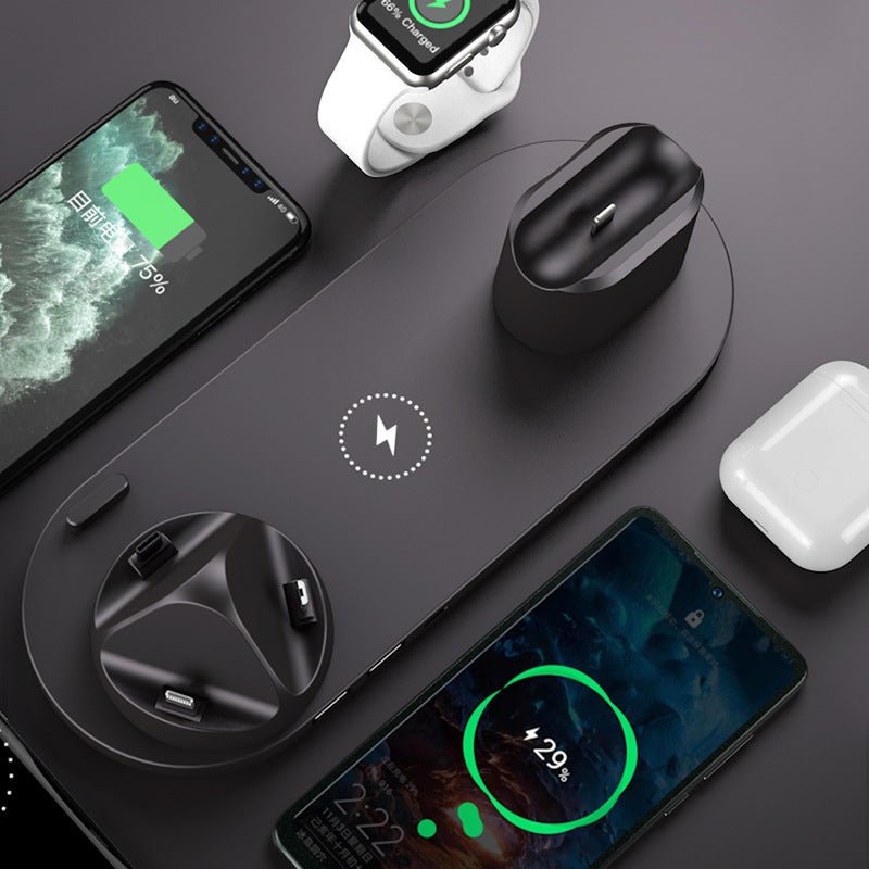 Wireless Charger Station charging multiple devices including iPhone, phone, and watch simultaneously - casualflowshop