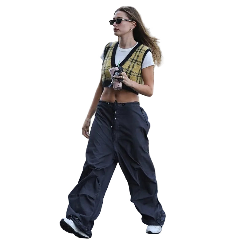 Women Vintage Street Cargo Jeans Casual Wide Leg Pants - CasualFlowshop