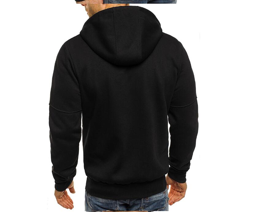 Men’s casual hooded tracksuit set gray front view with zipper hoodie