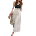 Lace - up high waist wide leg pants trousers - CasualFlowshop