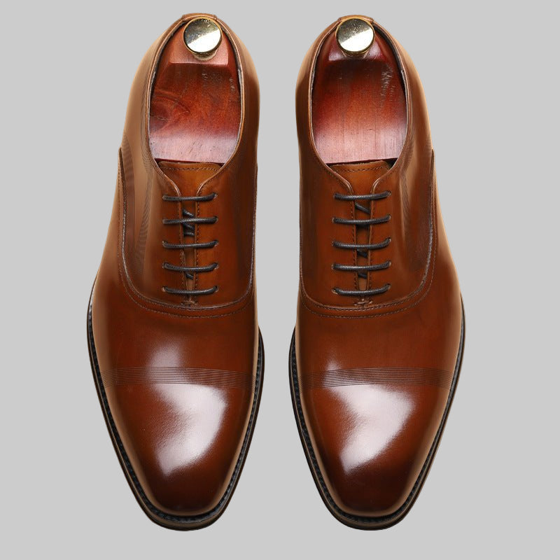 Men’s British Business Formal Leather Shoes – Classic Oxford Design for Work & Events - CasualFlowshop