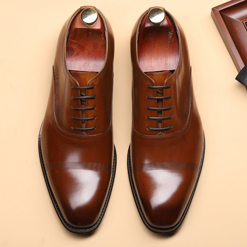 Men’s British Business Formal Leather Shoes – Classic Oxford Design for Work & Events - CasualFlowshop