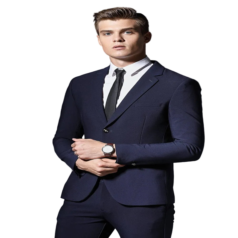 Classic Men's Wedding Suit - Premium Formal Black Tuxedo for Grooms & Special Occasions - CasualFlowshop