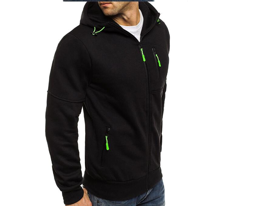 Men’s casual hooded tracksuit set gray front view with zipper hoodie
