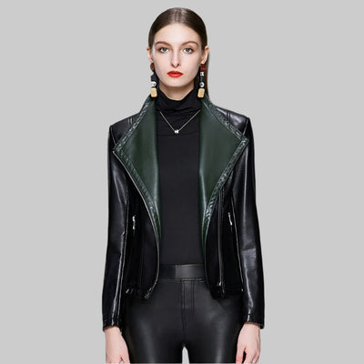 Women's Slimming Leather Jacket – Sleek & Stylish Slim Fit Design