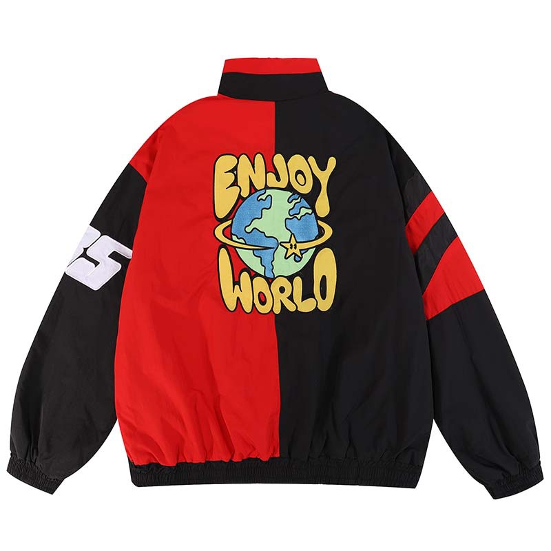 Loose Casual Stand Collar Motorcycle Style Jacket For Men - CasualFlowshop