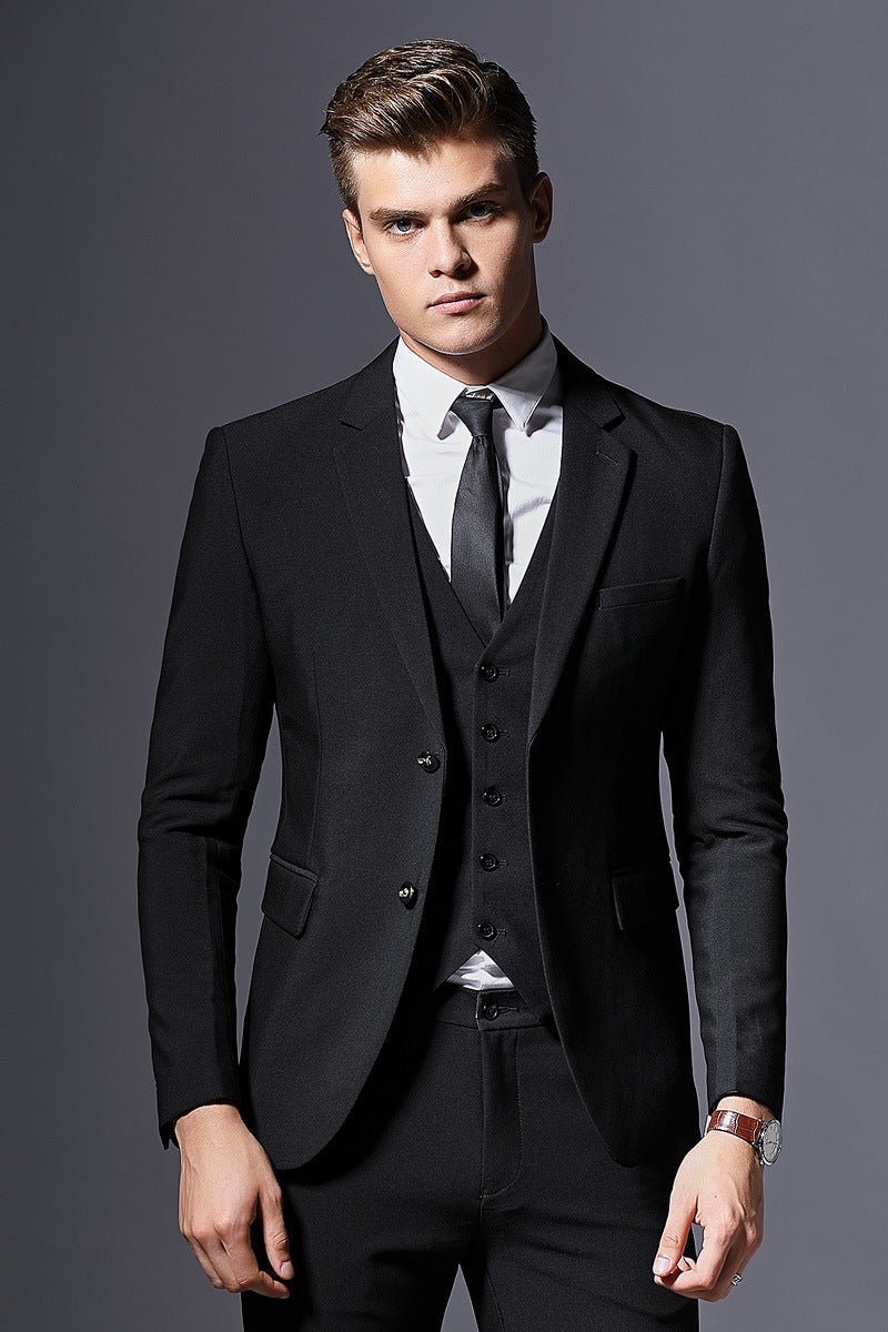 Classic Men's Wedding Suit - Premium Formal Black Tuxedo for Grooms & Special Occasions - CasualFlowshop