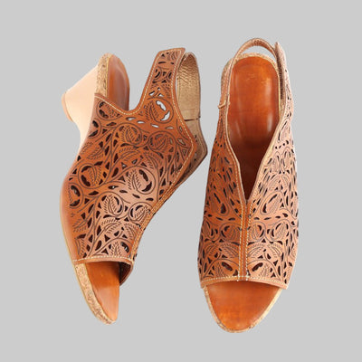 Retro Pointed Hollow Sandals for Women | Velcro Strap Design