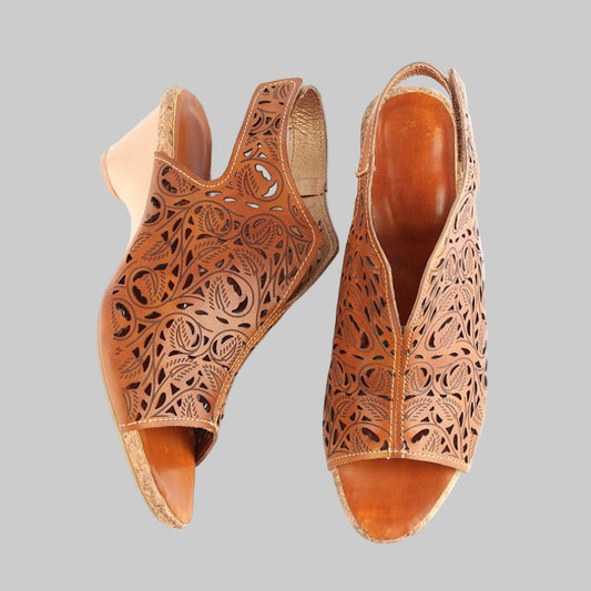 Retro Pointed Hollow Sandals for Women | Velcro Strap Design - CasualFlowshop