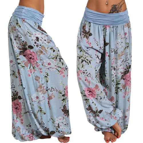 Floral Harem Pants – Boho Vibes with Fold - Over Waist - CasualFlowshop