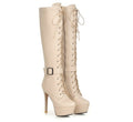 Cross Strap Super High Heel Martin Boots – Women's Fashion High Boots for Bold Style - CasualFlowshop