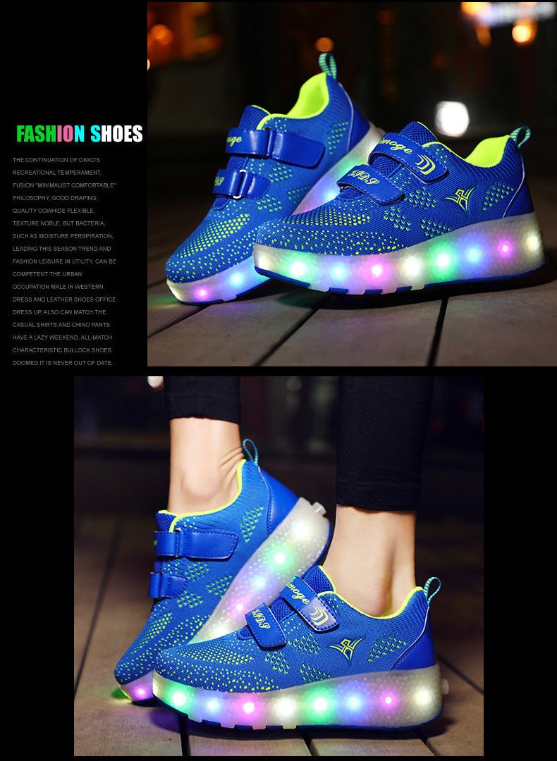 Rechargeable LED Roller Sneakers for Kids – Two - Wheel Shoes - CasualFlowshop