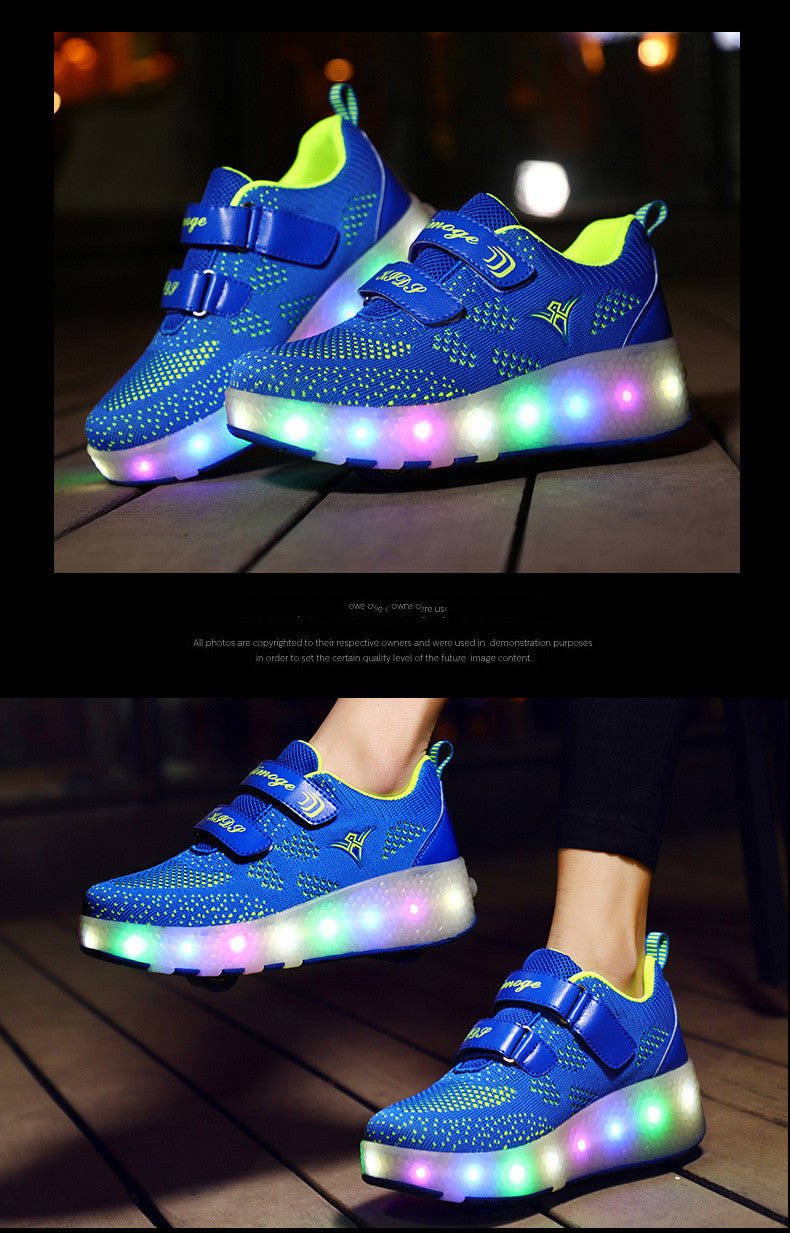 Rechargeable LED Roller Sneakers for Kids – Two - Wheel Shoes - CasualFlowshop