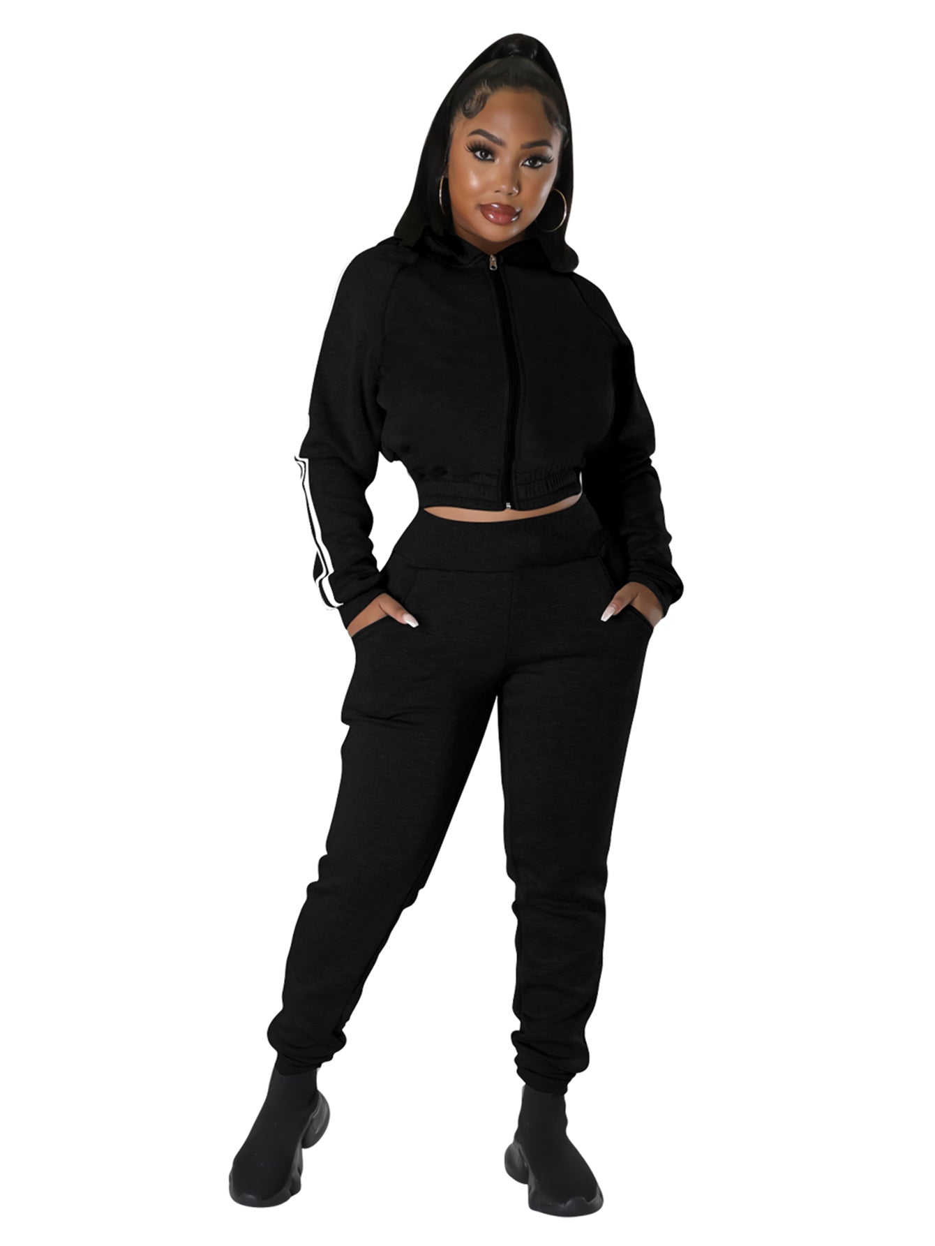 a woman with a Trim Jogger Pants Outfits - casualflowshop