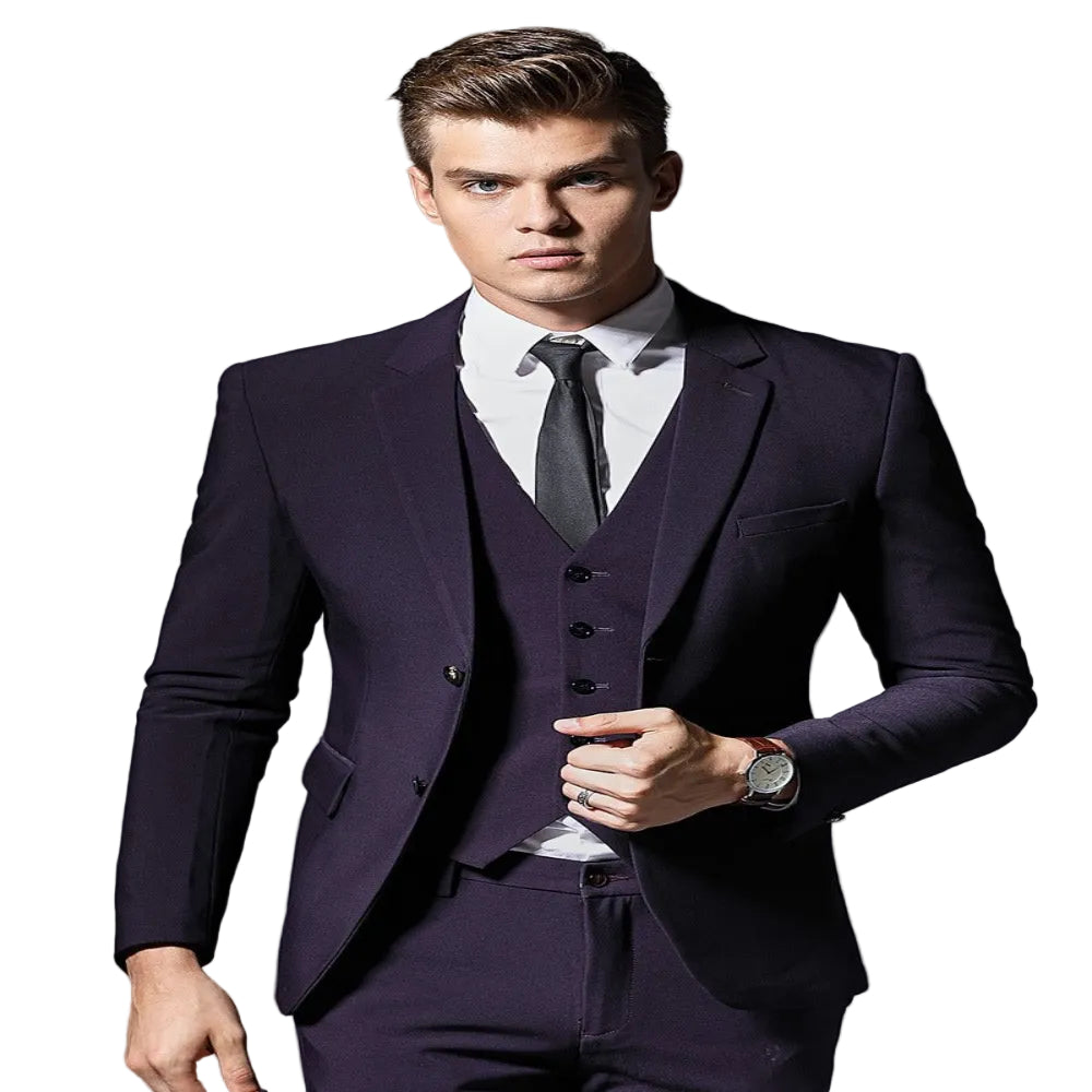 Classic Men's Wedding Suit - Premium Formal Black Tuxedo for Grooms & Special Occasions - CasualFlowshop