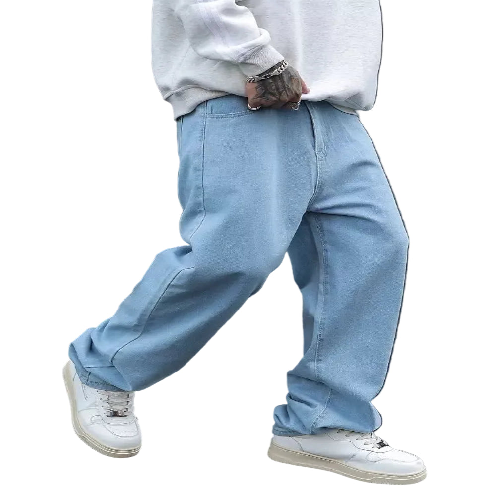 Men's slim fit streetwear jeans – dark blue denim front view