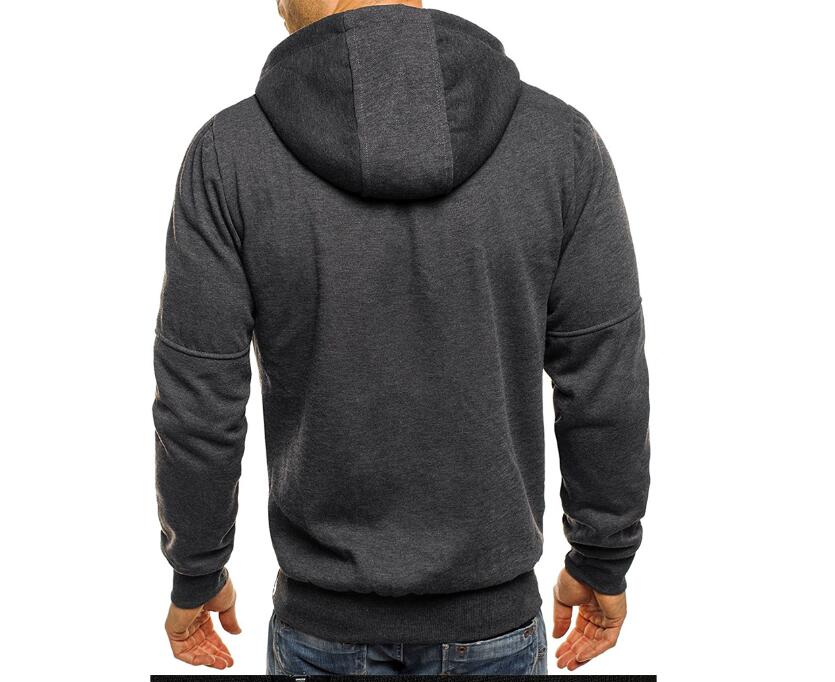 Men’s casual hooded tracksuit set gray front view with zipper hoodie