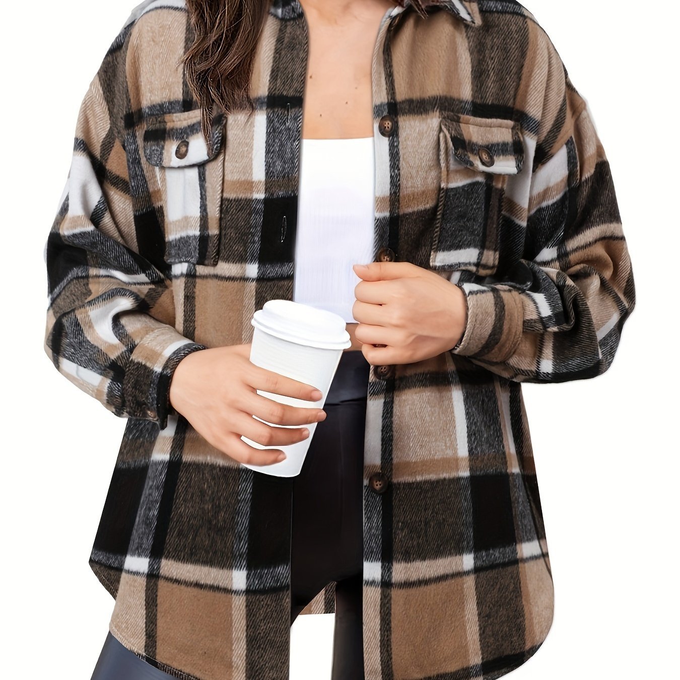 Elegant women's slim wool plaid coat with a chic, tailored fit, perfect for staying warm and stylish.