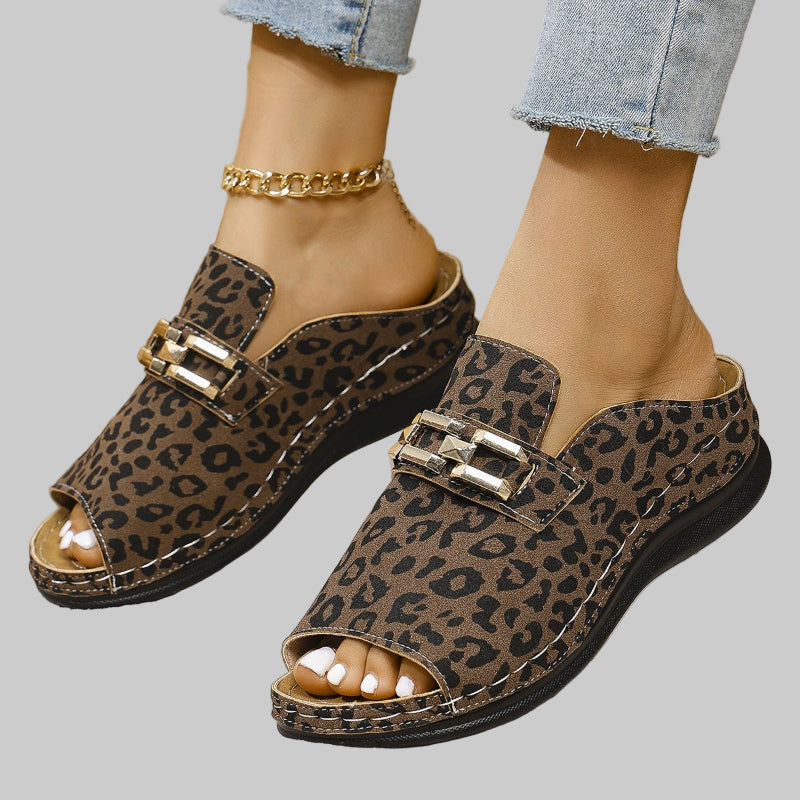 Leopard Wedge Slippers – Beach Comfort - CasualFlowshop