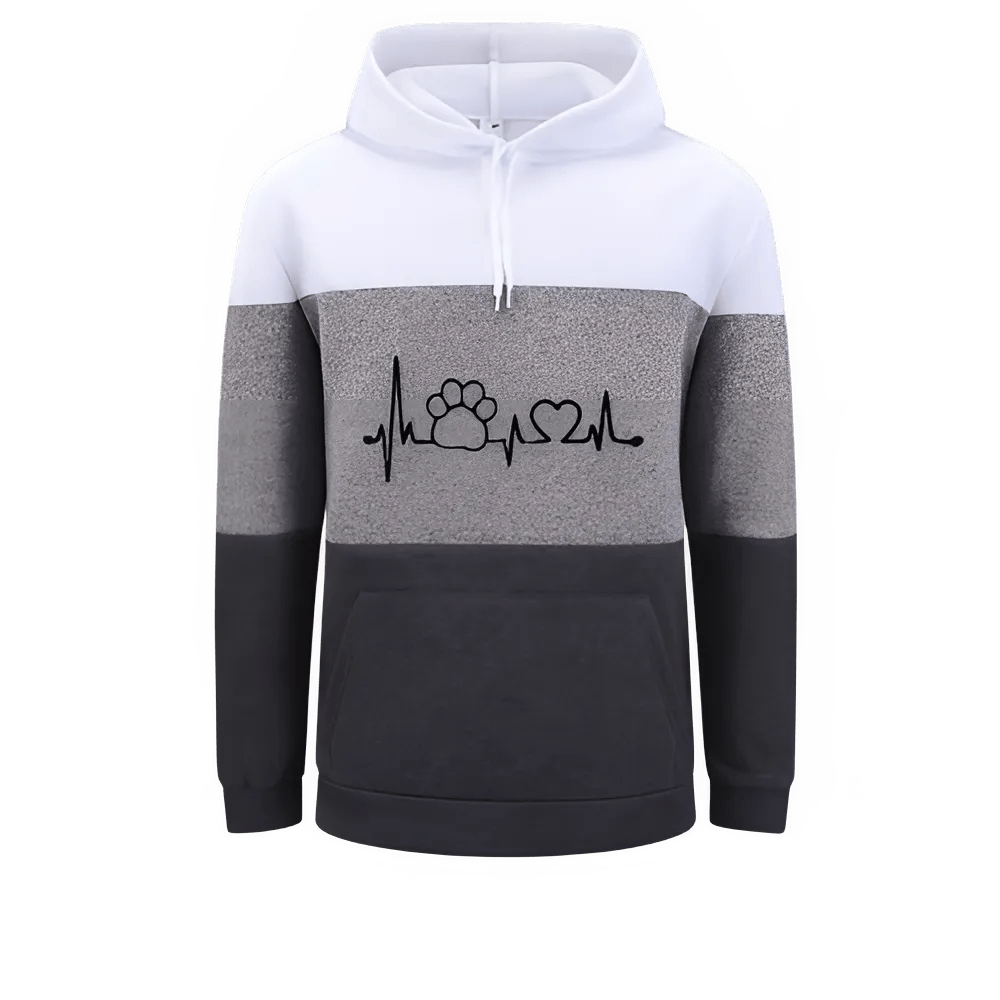 Women’s Color Block Hoodie – Cute Paw Heartbeat - CasualFlowshop