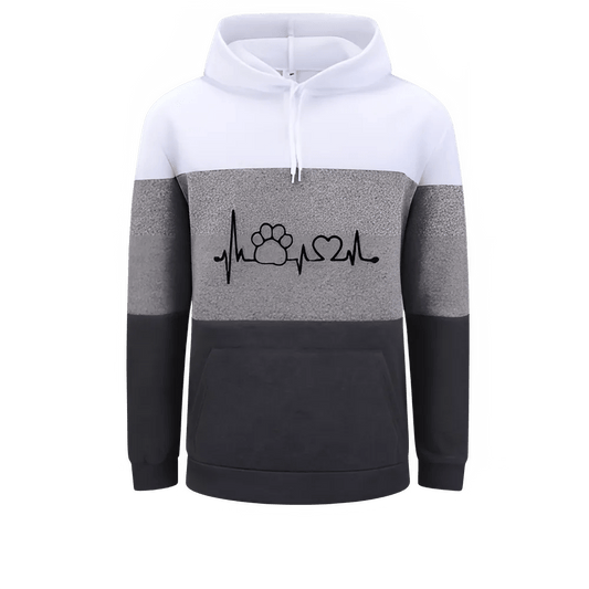 Women’s Color Block Hoodie – Cute Paw Heartbeat - CasualFlowshop