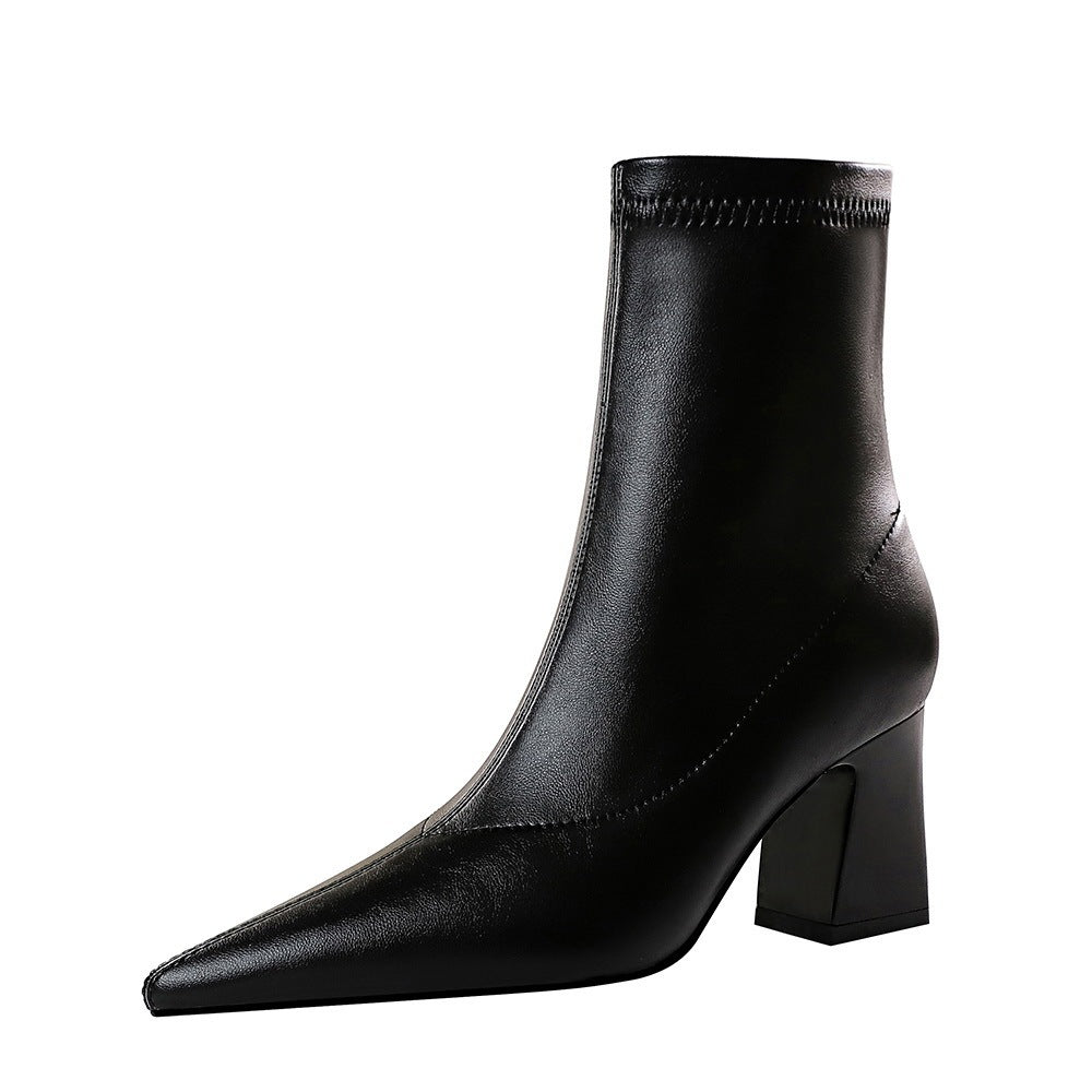 City Lift platform ankle boots
 for women with 7 cm heel and PU leather finish – black