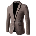 Men's houndstooth blazer in Khaki – slim fit formal jacket front view