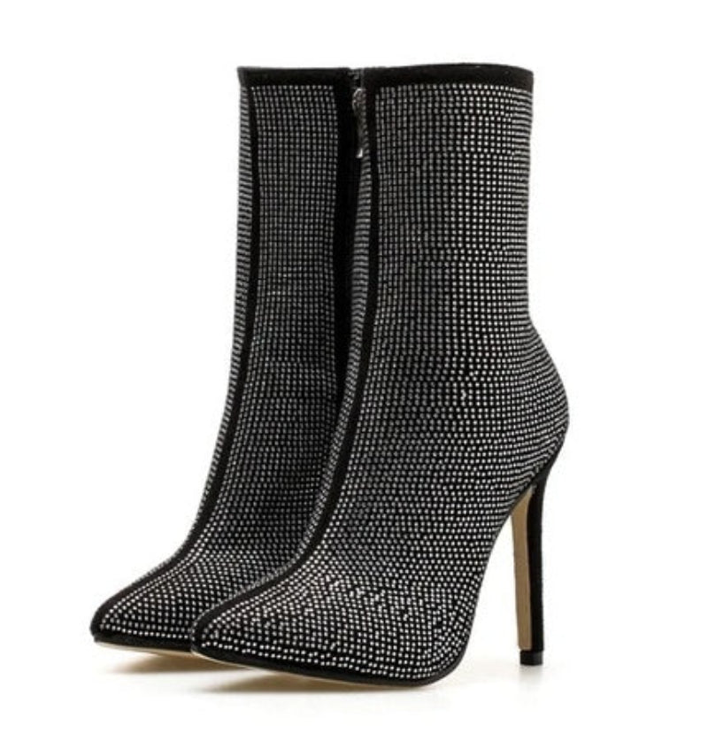 Women's elegant crystal high heel shoes – sparkly party heels for weddings and events