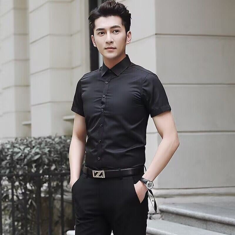 Slim Fit Men’s Dress Shirt – Long Sleeve White Formal & Casual Wear - CasualFlowshop