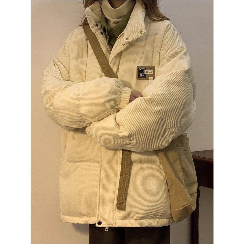 Unisex Corduroy Winter Coat with Cotton Padding, front view