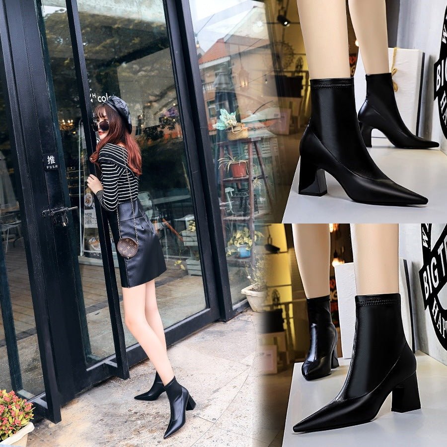 City Lift platform ankle boots
 for women with 7 cm heel and PU leather finish – black