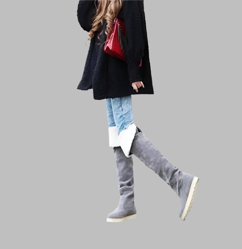 Elegant Black Over - the - Knee Women's Boots – Chic & Comfortable Style - CasualFlowshop