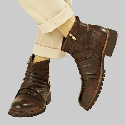 Botas Martin de piel estilo vaquero - Tacón medio, cremallera lateral